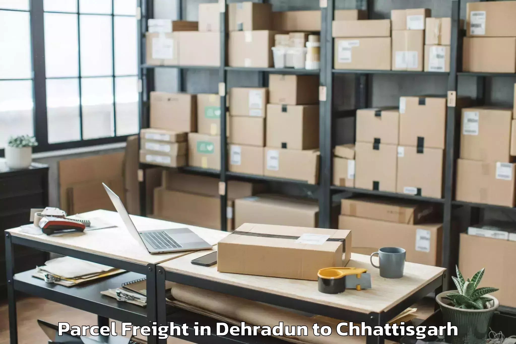 Top Dehradun to Chhattisgarh Kamdhenu Vishwavi Parcel Freight Available